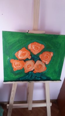 Lukasz Grodzki; Roses, 2016, Original Painting Oil, 50 x 40 cm. Artwork description: 241  Nice roses with abstract style. ...