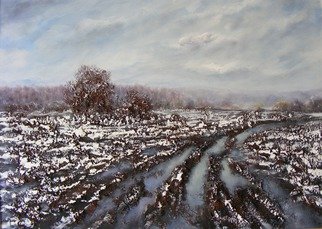 Ivan Grozdanovski;  Rural Road In Winter, 2013, Original Painting Acrylic, 70 x 50 cm. Artwork description: 241   Rural road in winter                  ...