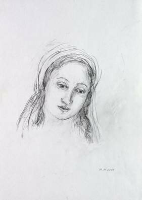 Hana Grosova; Angel, 2011, Original Drawing Pencil, 21 x 29.7 cm. Artwork description: 241  Drawing pencil according toyoung lady face ...
