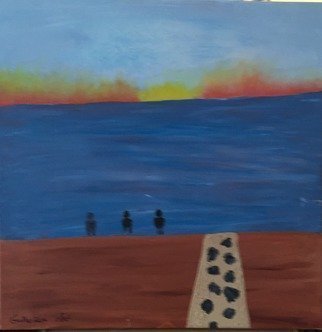 Harris Gulko; Three Guys At The Shore, 2014, Original Painting Oil, 20 x 20 inches. Artwork description: 241 Three Guys at the Shore   file 1008 one K...