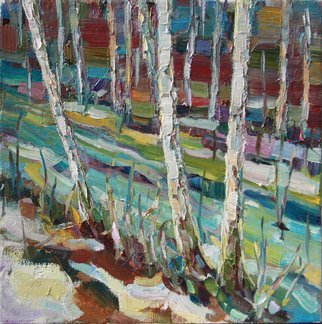 Olesya Smirnova; Spring In The Wood, 2017, Original Painting Oil, 30 x 30 cm. Artwork description: 241 Work is written on an open- air in the spring of 2017 in the Gorensky wood  Moscow . Beauty of the Russian wood always inspires me...