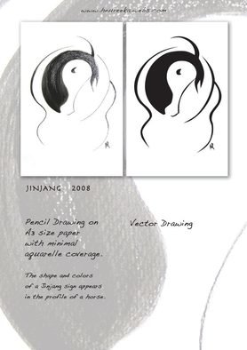 Reka Viktoria Nemet; JinJang, 2013, Original Computer Art, 29.7 x 42 inches. Artwork description: 241  Jin- Jang in Horse headOriginal drawing + digital ( vector based) version    ...