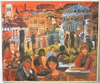 Carlos Pardo, 'Piazza In Rosso', 2005, original Painting Oil, 25 x 21  x 1 inches. Artwork description: 2793 Place in red/ Plaza en rojoTempera & Oil on canvas 25 1/2 x 21 1/ 4 inchesTemple al huevo y oleo S/ lienzo 65x54cms In italian places the people meet each to other and enjoy the unique moment of to be alive and see as live is passing, ...