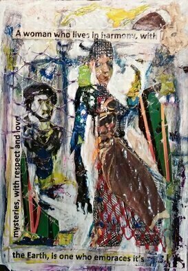 Hampton Olfus, 'A Woman Who Lives', 2018, original Collage, 4 x 6  x 1 inches. Artwork description: 1911 I was reflecting on the women who ve moved forward with the empowerment of women globally, on all levels.  The medium is acrylics and collage on wood.  ...