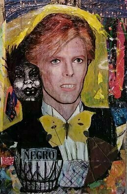 Hampton Olfus, 'Bowie El Negro', 2018, original Collage, 4 x 6  x 1 inches. Artwork description: 1911 After the transitioning of musical icon David Bowie, I feltthe need to do a piece of art about one of his particular personalities.  The personalityof Bowie s I chose to create in a work of visual art is theThin White Duke.  This character of Bowie s had ...