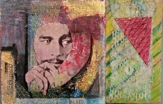 Hampton Olfus, 'Red Gold And Green', 2016, original Collage, 6 x 4  x 1 inches. Artwork description: 1911 The king of reggae music, Robert Nesta Marley, left his childhood home in the hills of Nine Miles, developed his music in Trench Town, and shared it with the world.  Red, Gold, andgreenis a piece dedicated to the cultural teachings of Robert Nesta Marley, throughhis music.  The ...