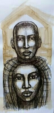 Hampton Olfus, 'Tell Me No Lies', 2022, original Drawing Pen, 6 x 12  inches. Artwork description: 1911 This piece was influenced by my many thoughts about relationships, platonic and matrimonial. I used ink and coffee as my medium of choice for this piece, because of it s patina quality. ...