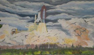 Eve Co, 'Lift Off Challenger', 1992, original Painting Acrylic, 48 x 36  x 1 inches. Artwork description: 2307  Lift Off ChallengerAcrylic on Canvas 48