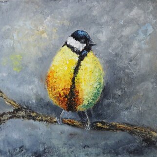 Indrani Ghosh; Great Tit Bird Oil Painting, 2023, Original Painting Oil, 12 x 12 inches. Artwork description: 241  Great Tit Bird Oil Painting  is a stunning artwork that captures the beauty and charm of the Great Tit bird species through the medium of oil paints. This artwork portrays a Great Tit bird perched on a branch or amidst a natural setting, showcasing its distinctive features ...
