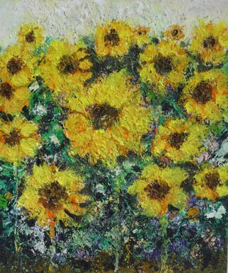 Indrani Ghosh; Sunflowers Oil Painting, 2022, Original Painting Oil, 11 x 14 inches. Artwork description: 241 Sunflowers Impasto Oil painting Sunflower Field  Impasto Oil Painting is a vibrant and cheerful work of art that captures the essence of summer. This painting features a lush field of sunflowers, with each bloom painted in rich and vivid colors. The impasto technique used in this painting ...