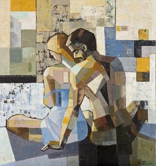Ia Saralidze; Early In The Morning, 2023, Original Painting Oil, 71 x 75 cm. Artwork description: 241 love of a man and a woman...