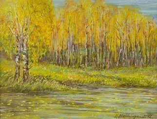 Irina Maiboroda, 'Golden Autumn', 2012, original Pastel, 34 x 26  x 0.2 cm. Artwork description: 2793 landscape, autumn, fall, golden, forest, pastel, colorful The work is under a passe- partout 50x40 cm....