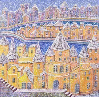 Irina Maiboroda, 'It Is Snowing Over A Drea...', 2016, original Mixed Media, 25 x 25  x 0.2 cm. Artwork description: 2103  landscape, city, snow, imaginary, impression         ...