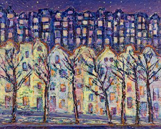 Irina Maiboroda, 'Night city ', 2016, original Painting Acrylic, 30 x 24  x 0.4 cm. Artwork description: 2448  acrylic, city, night, architecture, Amsterdam...