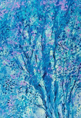 Irina Maiboroda, 'Rhapsody in Blue', 2016, original Painting Acrylic, 21 x 30  x 0.4 cm. Artwork description: 2448  acrylic, impressions, blue, flowers, rhapsody, springthe work is under passe- partout 30x40             ...