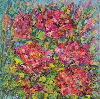 Irina Maiboroda, 'Bouquet For Colombina', 2018, original Mixed Media, 25 x 25  x 0.3 cm. Artwork description: 1758 flowers, bouquet, roses, floral,  natural, impressionism,  mixed media...