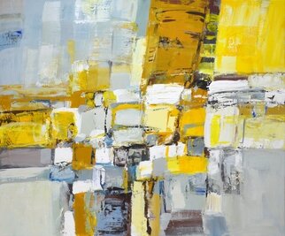 Iryna Kastsova; Abstraction, 2021, Original Painting Acrylic, 120 x 100 cm. Artwork description: 241 Abstraction 2021 Lighting - bright yellow, sparkling with vitality, a combination of colors that conveys a message of strength and hope that is both persistent and inspiring.Ultimate Gray epitomizes solid and reliable elements that last forever and provide a solid foundation.  These are two independent colors that ...