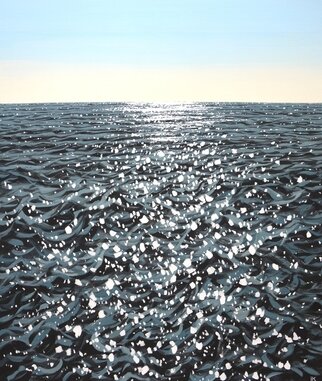 Iryna Kastsova; Sky Ocean, 2022, Original Painting Acrylic, 100 x 120 cm. Artwork description: 241 Sky.  Ocean.  Marine Calm ocean, water, ocean, reflections of light on the water, small waves, clear skies create an atmosphere of relaxation and romance.  Made in the style of realism, impressionism.  The black and white palette emphasizes the energy of water.  Part of an ongoing series of ...