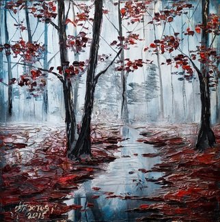 Irina Tretyak; Mirror On The Purple Carpet, 2015, Original Painting Oil, 70 x 70 cm. Artwork description: 241 What a bliss to stay again with himself , to go deep into yourself and enjoy the tranquility of forests  Knut HamsunPainted: oil on canvas...