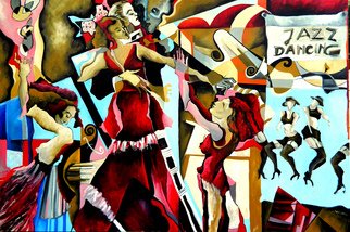 Justineivu Justineivu; Jazz Dancing, 2012, Original Painting Oil, 61 x 40 inches. Artwork description: 241 JAZZ DANCING, 2012, oil on canvas, cubist painting...