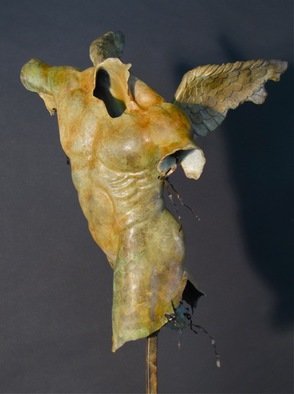 Jack Hill; Male Torso Winged Front View, 2012, Original Sculpture Bronze, 12 x 18 inches. 