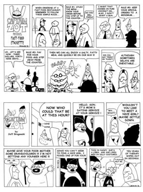 Jeff Brogowski; Captain Zot And Barney Ba..., 1998, Original Comic, 7.5 x 10 inches. Artwork description: 241  2 samples of a Sunday paper version of Captain Zot. ...