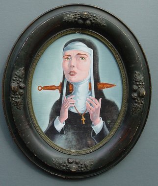 Jeffrey Dickinson; Ghost Nun Of Prague, 2009, Original Painting Oil, 12 x 14 inches. Artwork description: 241  Oil painting on panel in vintage oval frame.  Based on famous ghost story.       ...