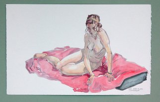 Jeffrey Dickinson; Samjune2010, 2010, Original Watercolor, 16 x 10 inches. Artwork description: 241 Pencil and watercolor of nude model done in the studio. ...