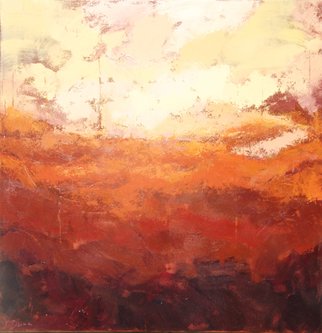 Jessica Dunn; June, 2016, Original Painting Acrylic, 100 x 100 cm. Artwork description: 241 Abstract landscape. Textural layers in warm tones. Sunlight. ...