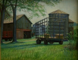 Judith Fritchman, 'Harvest Time', 2005, original Painting Oil, 11 x 14  x 1 inches. Artwork description: 3099  Unloading the hay wagon in August. ...