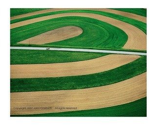 John Griebsch; Amish Country Near Punxsa..., 2008, Original Photography Color, 29 x 21 inches. Artwork description: 241  Aerial Photograph of horse and buggy, and agricultural landform  Archival Print  edition of 25    003...