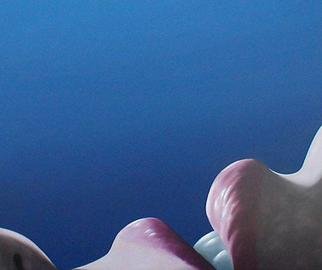 James Gwynne, 'Face Fragment', 2003, original Painting Oil, 80 x 70  x 3 inches. Artwork description: 2703 Enlarged facial detail of lips...