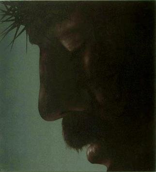 James Gwynne, 'Head Of Christ', 1988, original Painting Oil, 65 x 70  x 3 inches. Artwork description: 3099 Close up profile of the face of the crucified Christ. ...
