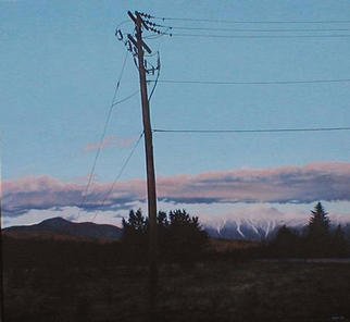 James Gwynne, 'Mt Washington With Teleph...', 1992, original Painting Oil, 65 x 60  x 3 inches. Artwork description: 2307 Beautiful view of snow- capped Mt. Washington at duskupstaged by a telephone pole...