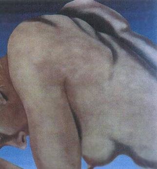 James Gwynne, 'Nude Crouching ', 1992, original Painting Oil, 70 x 75  x 3 inches. Artwork description: 3099 Cropped nude in a crouched position...