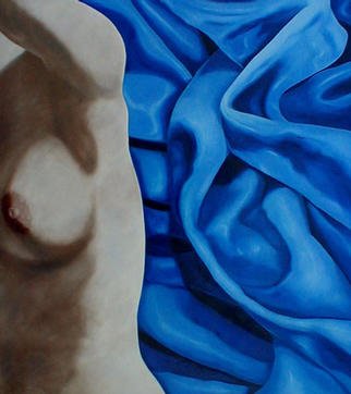 James Gwynne, 'Nude Fragment With Blue D...', 1997, original Painting Oil, 70 x 80  x 3 inches. Artwork description: 2703 Monumental nude fragment cropped andsharing space with active bluedrapery...