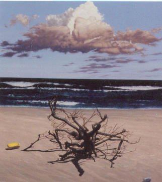 James Gwynne, 'Sandy Hook', 1992, original Painting Oil, 65 x 70  x 3 inches. Artwork description: 2307 Beautiful day, blue ocean, bright sand, artistic driftwood, and, oh yes, a littlelitter....