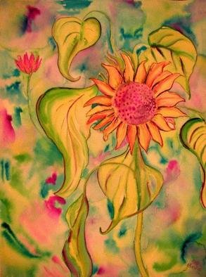 Jeanie Merila; Cosmic Sunflower, 2003, Original Watercolor, 24 x 32 inches. 