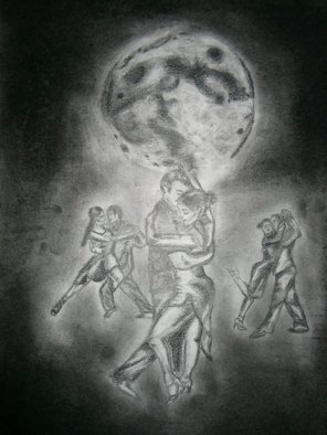 Maria Rosales; Moon Dancing, 2010, Original Drawing Charcoal, 13 x 18 inches. 