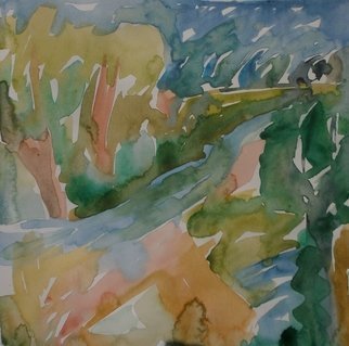 John Sims, 'By A Chalk Stream In Kent', 2017, original Watercolor, 21 x 21  inches. Artwork description: 1758 Watercolour on Paper after walking by a river...