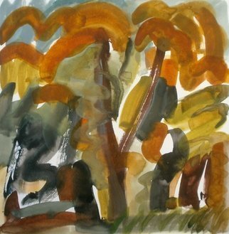 John Sims, 'Autumn Woods', 2016, original Watercolor, 21 x 21  inches. Artwork description: 1758  After walking the dog in autumn woods I returned to the studio and painted this...