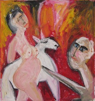 John Sims, 'Pasiphae And Daedalus', 2009, original Pastel Oil, 33 x 36  inches. Artwork description: 1758 Another dream after reading the novel Pasiphae before falling asleep in Cyprus. Oil pastel on paper. ...