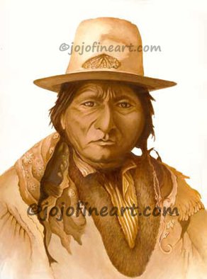 Joanne Witalec; Sitting Bull, 2016, Original Mixed Media, 24 x 30 inches. Artwork description: 241  My painting of American Indian Chief Sitting Bull, Picture is framed in rustic wood frame. Picture is on canvas mounted to foam core. Picture is embellished for added depth and feel. ...