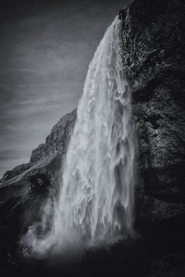 Jonathan O'Hora; Seljalandsfoss, 2017, Original Photography Black and White, 21 x 32 inches. Artwork description: 241 Seljalandsfoss 32  x 21 Seljalandsfoss is one of the best known waterfalls in Iceland. Seljalandsfoss is located in the South Region in Iceland. The waterfall is one of the most popular waterfalls and natural wonders in Iceland. The waterfall drops 60 m  197 ft  and is part ...