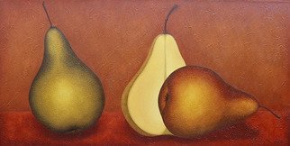 Judyta Bil; Two And A Half Pears, 2007, Original Painting Oil, 24 x 48 inches. Artwork description: 241  Richly textured painting. Coat of protective finish gives the painting nice sheen. ...