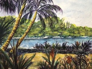 Julie Van Wyk; Hilo Shore, 2017, Original Watercolor, 14 x 11 inches. Artwork description: 241 Beach at Botanical gardens in Hilo...