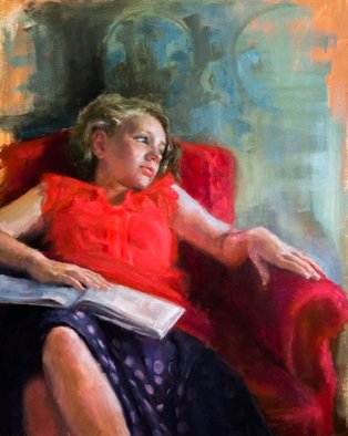 Fatima Karashaeva; Dreamy, 2017, Original Painting Oil, 24 x 30 inches. Artwork description: 241 She is a student who immigrated in Canada and dream about her future...