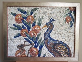 Julija Katranzi; Peacock, 2018, Original Mosaic, 58 x 44 cm. Artwork description: 241 Inspired by ancient Roman mosaic. Made in technique of Bysantium Mosaic...