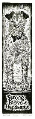 L. Kelen, 'StrongBraveHandsome', 2004, original Printmaking Other, 4 x 13  inches. Artwork description: 1911 Woodcut. . .Woodblock print. . .printed by hand on mulberry paper.This is my dog who was missing for 40 days and 40 nights....