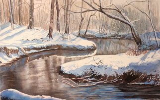 Debbie Homewood; Snow On Riverbank, 2008, Original Watercolor, 15 x 22 inches. Artwork description: 241  An early Winter's snowfall highlights this wonderful winding bend in the Don River, Richmond Hill,just north of Toronto, Ontario. ...